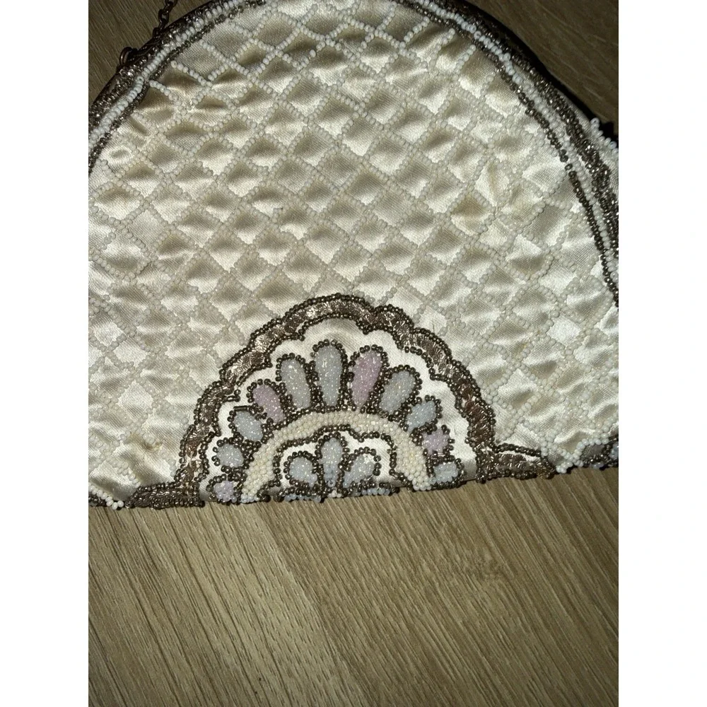 Vintage French Beaded Purse Satin Lining Pearl Details Art‎ Deco Antique